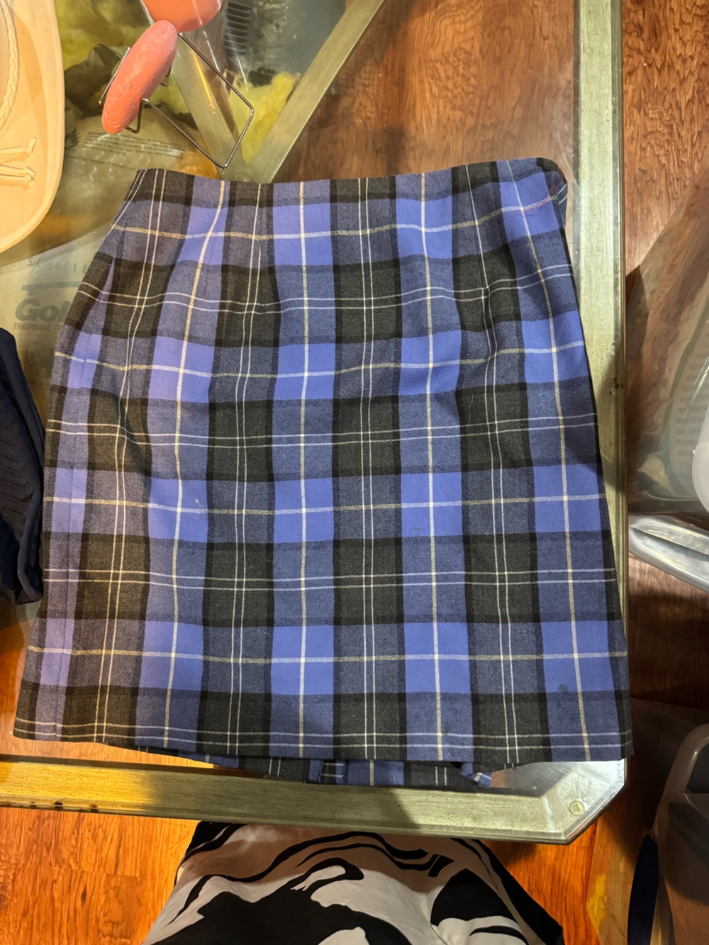 Chadwicks Blue and Black Plaid A-Line Skirt